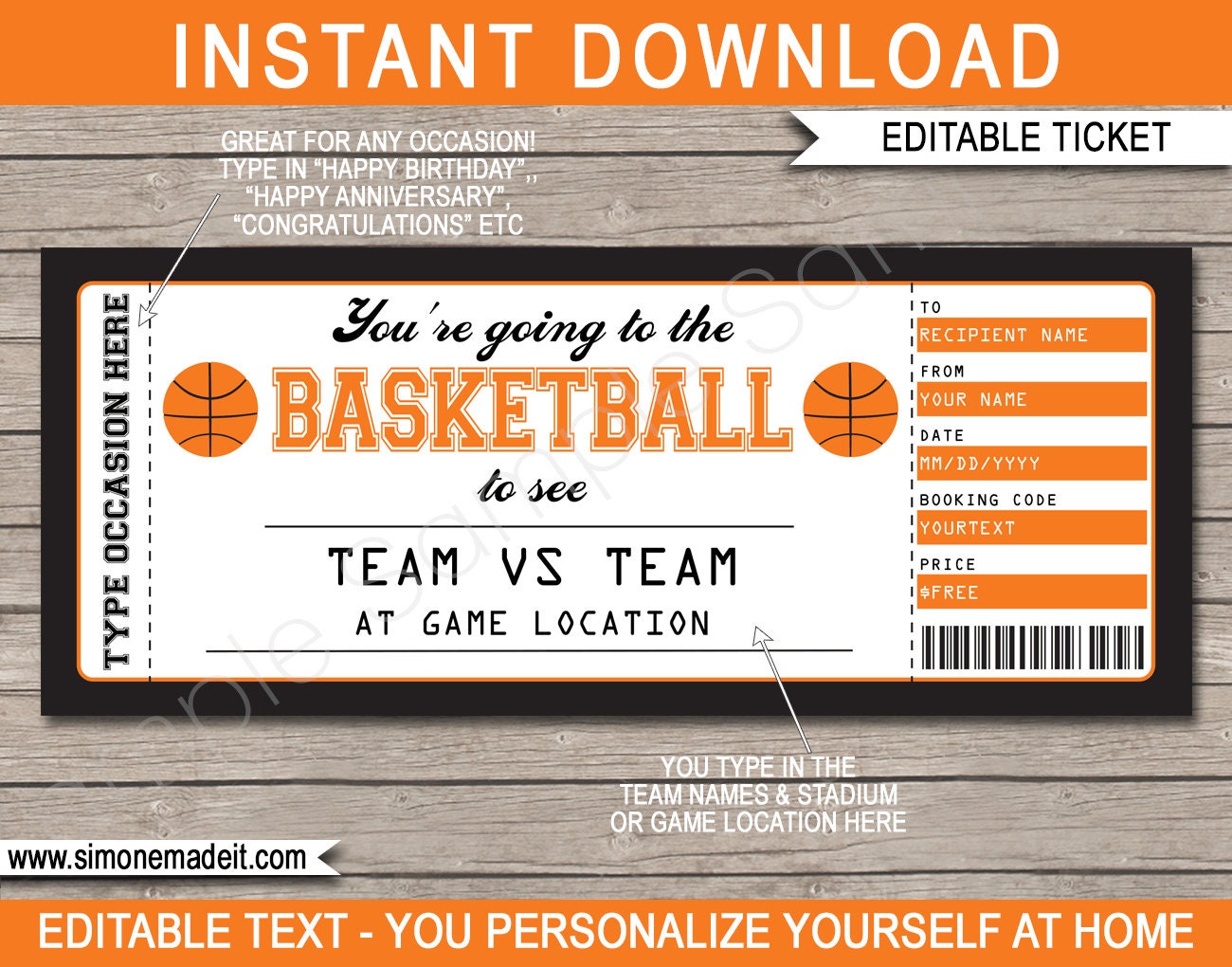 printable basketball tickets