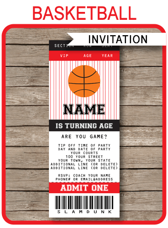 Basketball Ticket Invitation Template - colors