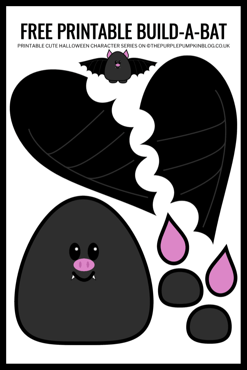 Free Build A Bat Craft Template Printable for Halloween