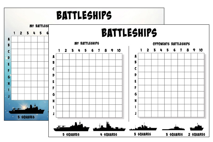 Printable Battleships Game Board Templates | Just Family Fun