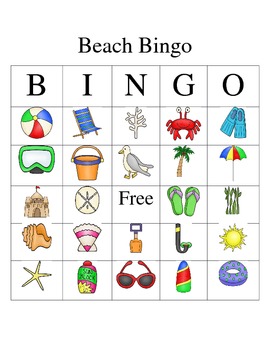 printable beach bingo cards