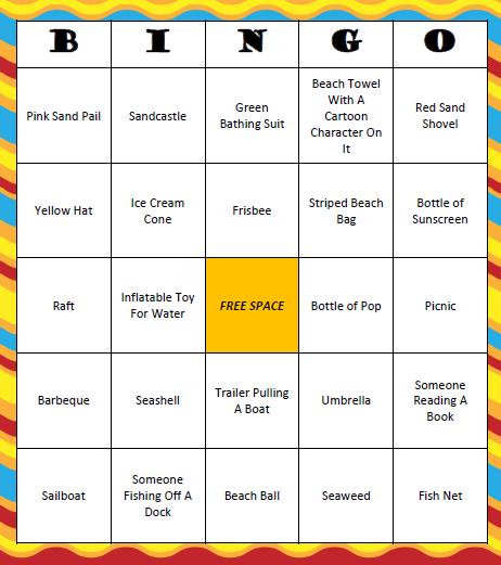 printable beach bingo cards