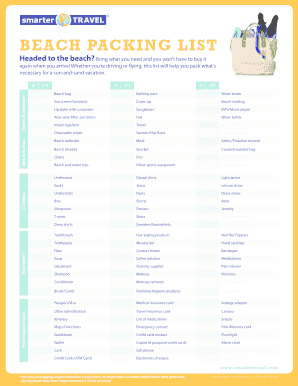Beach Packing List - Fill Online, Printable, Fillable, Blank ...