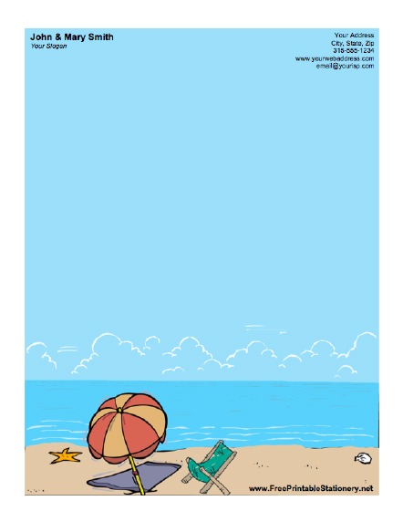 printable beach stationery