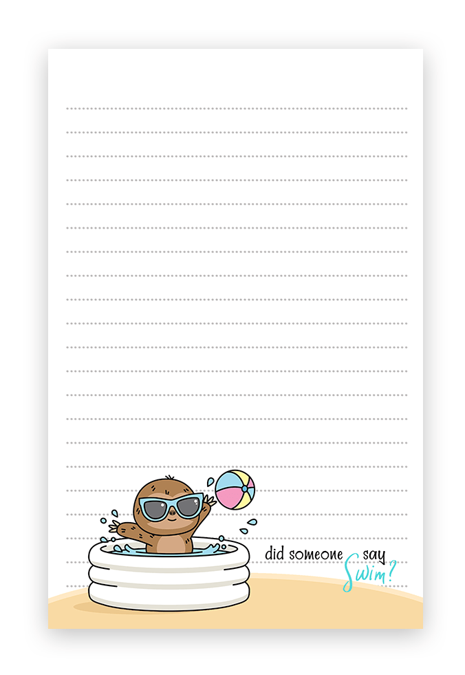 Summer Sloths Beach Theme Stationery - Free Printable