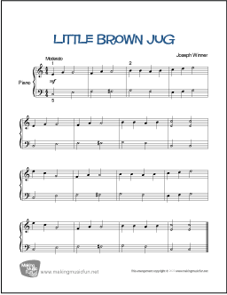 Little Brown Jug | Beginner Piano Sheet Music