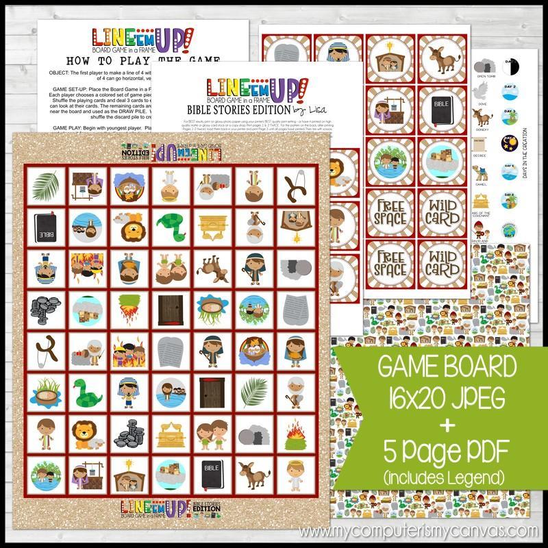 LINE Em UP! {BIBLE Stories} PRINTABLE Game - My Computer is My ...