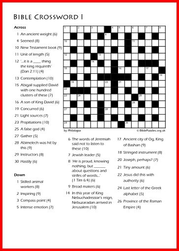 Bible Crossword Puzzle - Crossword I