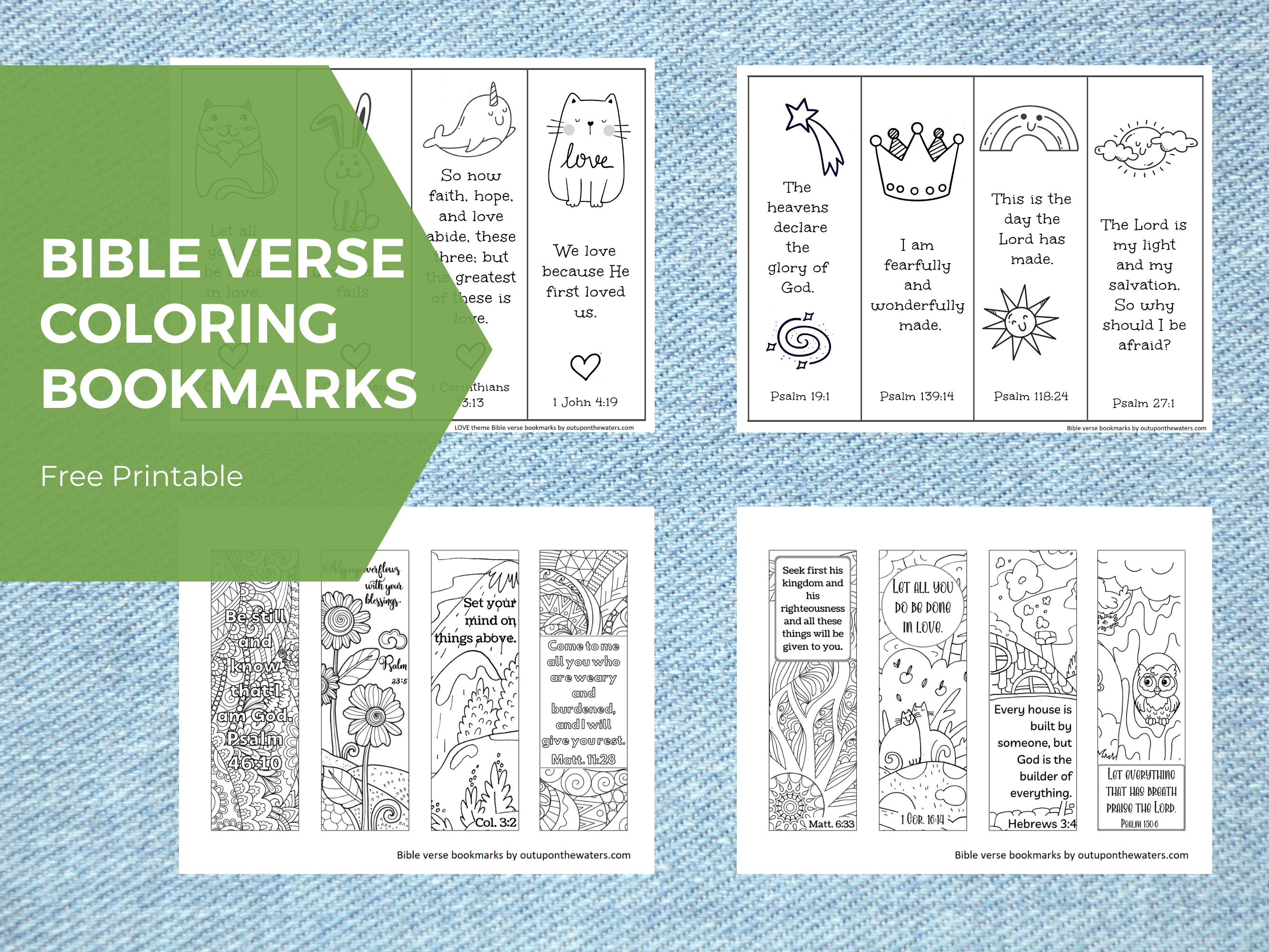 Free Printable Bible Verse Bookmarks to Color - Out Upon the Waters
