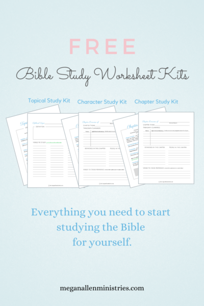 Bible Study Worksheet Kits - Megan Allen Ministries