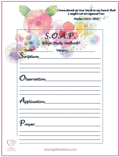 The SOAP Bible Study Method Worksheet - Sharing Life and Love
