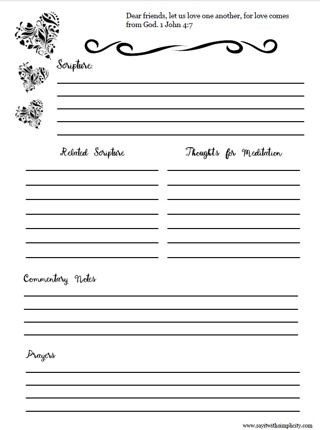 Bible Study Note Sheets - Free Printable - SAY IT WITH SIMPLICITY