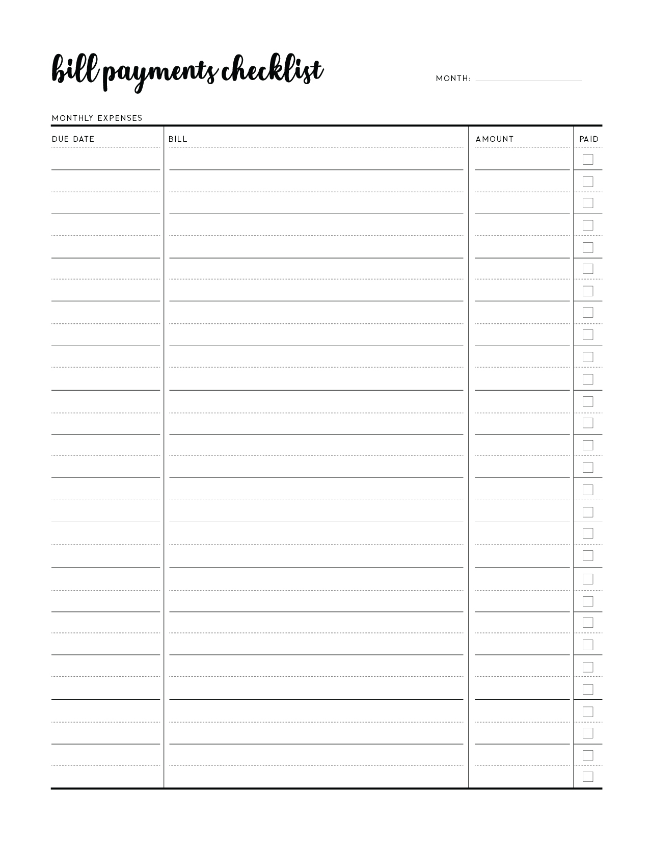 free-printable-bill-pay-checklist-world-of-printables-worksheets-library for Free Printable Monthly Bill List Free Printable Bill Pay Checklist - World of Printables - Worksheets Library for Free Printable Monthly Bill List