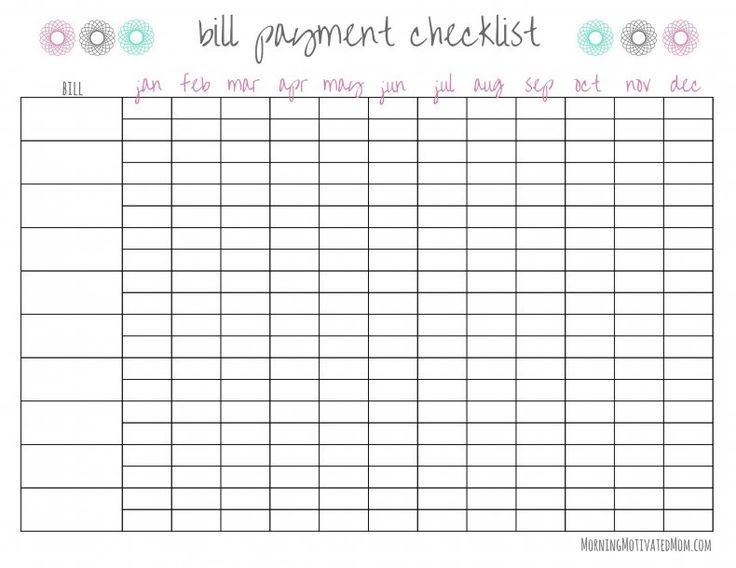 20 Free Bill Pay Checklists &amp; Bill Calendars (PDF, Word &amp; Excel)