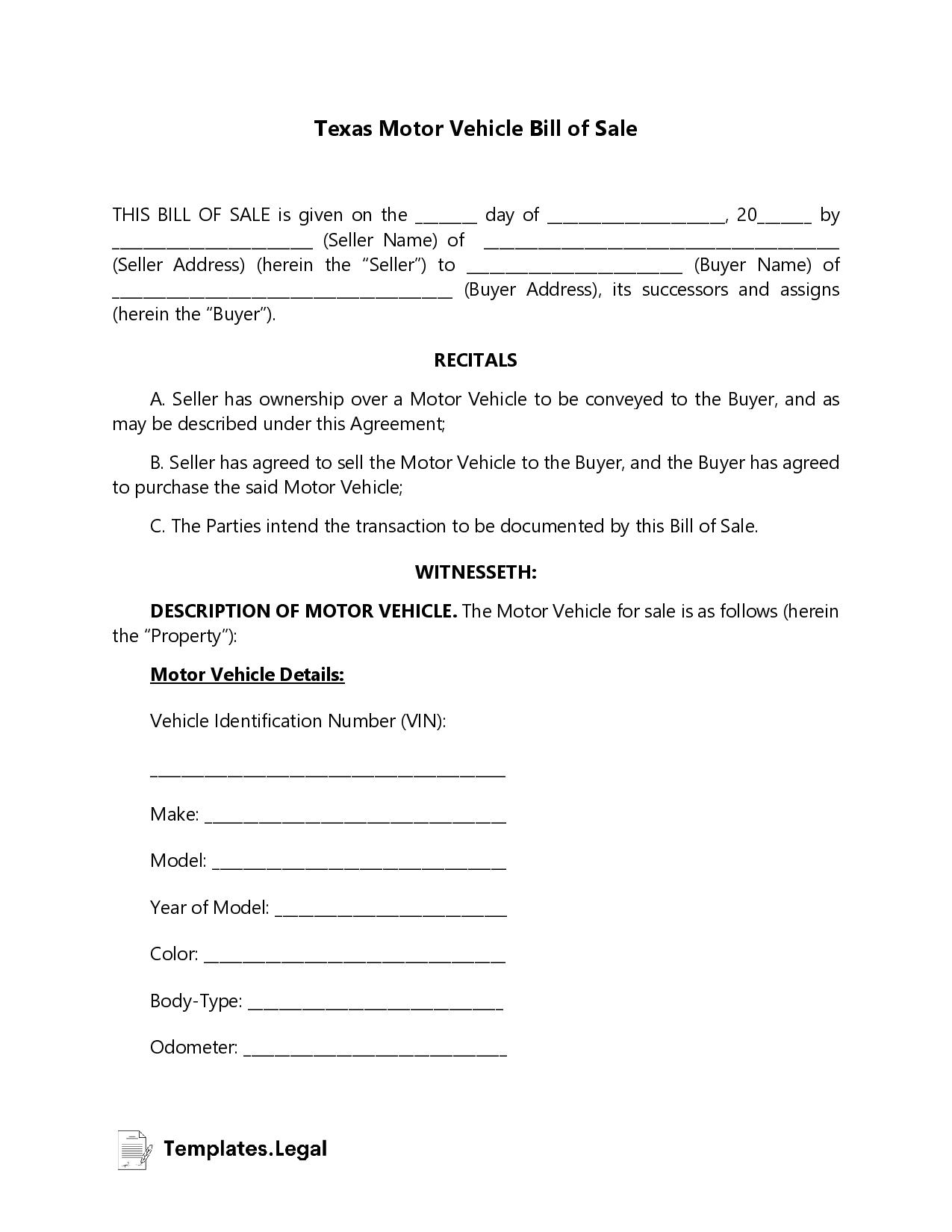 printable bill of sale as is no warranty