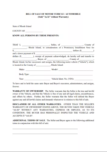 printable bill of sale as is no warranty