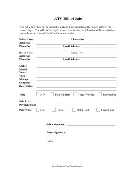 printable bill of sale bc