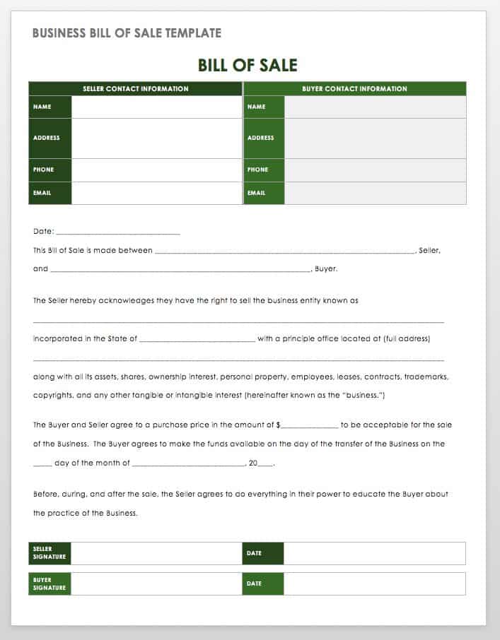 15 Free Bill of Sale Templates | Smartsheet