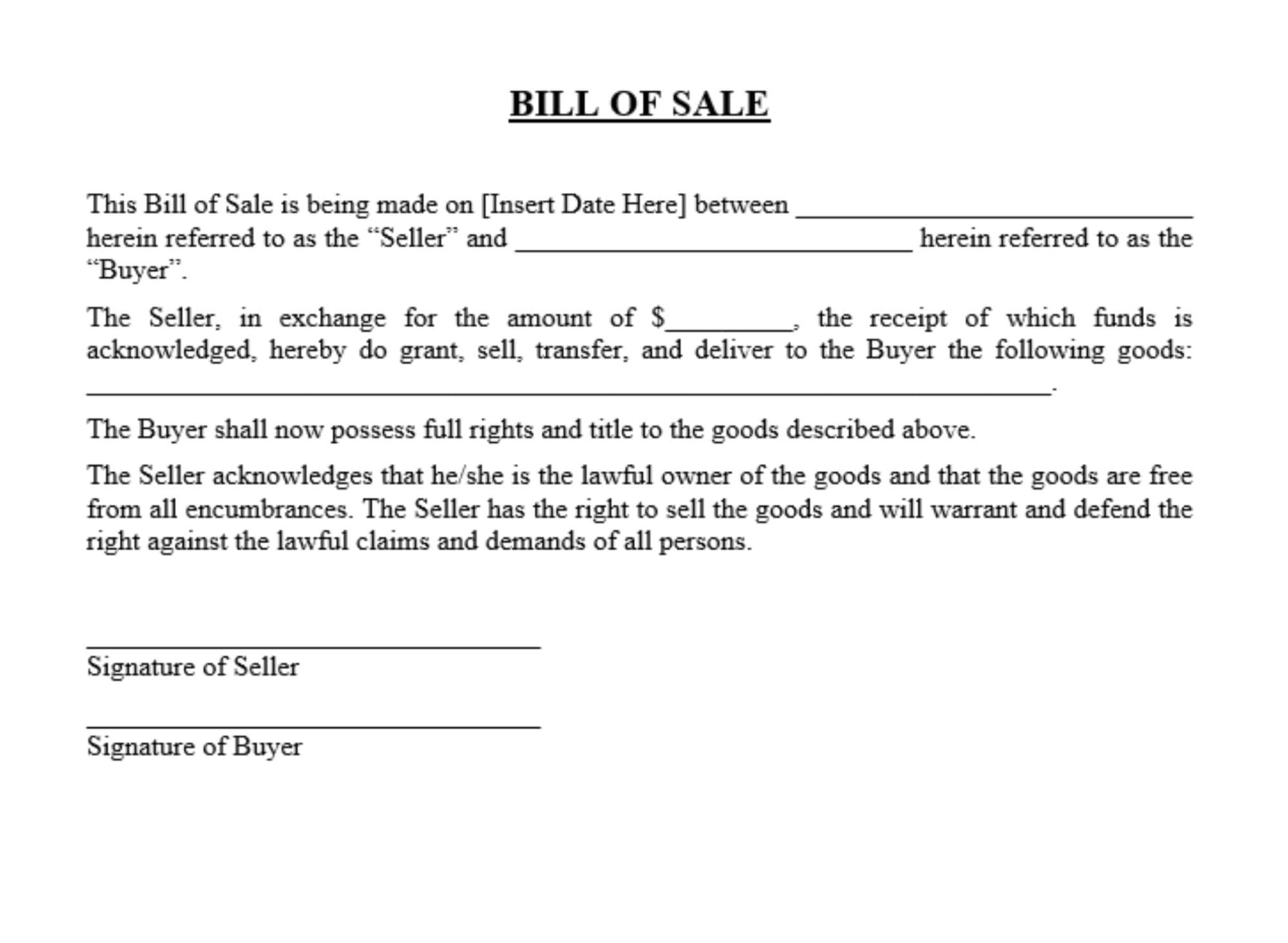 printable bill of sale bc