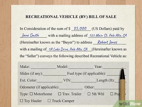 printable bill of sale camper