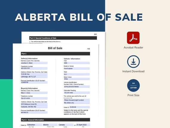printable bill of sale car alberta