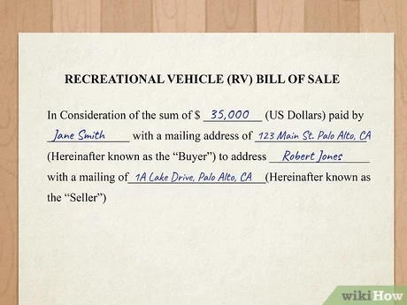 How to Write a Bill of Sale for an RV: 14 Steps (with Pictures)