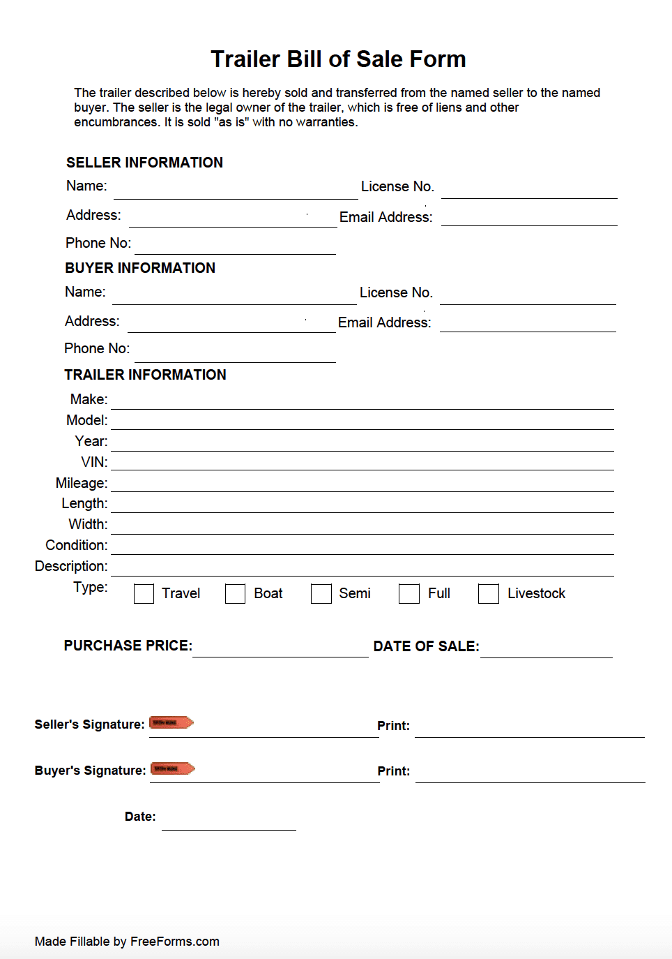 printable bill of sale for a camper
