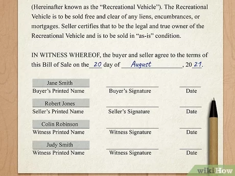 How to Write a Bill of Sale for an RV: 14 Steps (with Pictures)