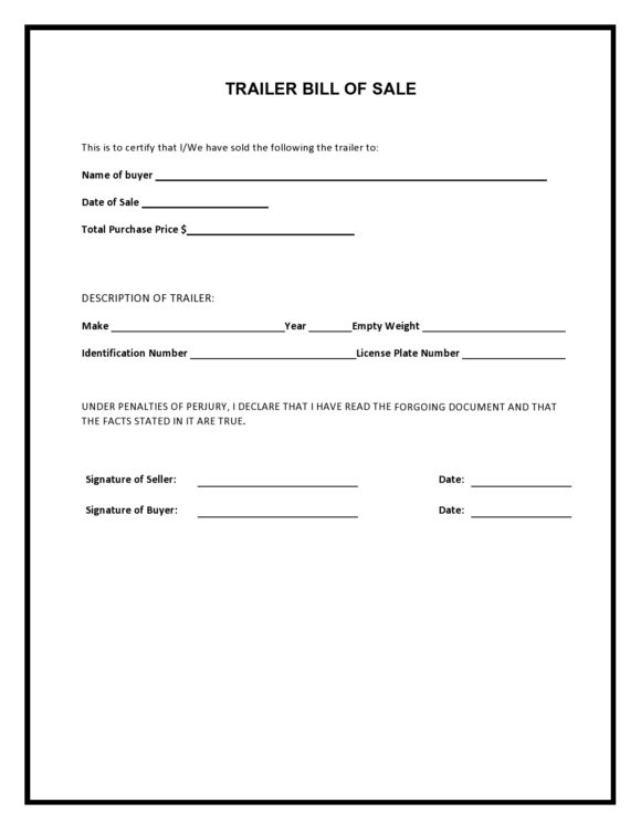 printable bill of sale for a camper