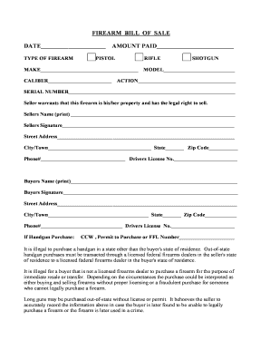 printable bill of sale for handgun