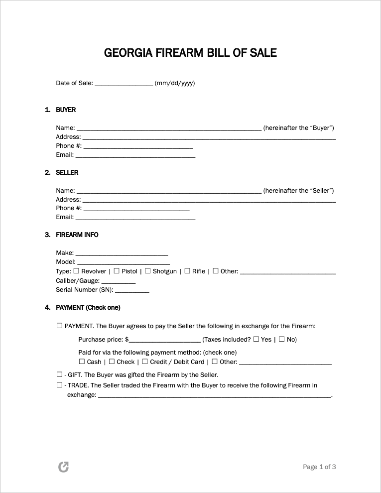 free-georgia-firearm-bill-of-sale-form-pdf-word-rtf-worksheets-library for Free Printable Florida Firearm Bill Of Sale Free Georgia Firearm Bill of Sale Form | PDF | WORD | RTF - Worksheets Library for Free Printable Florida Firearm Bill Of Sale