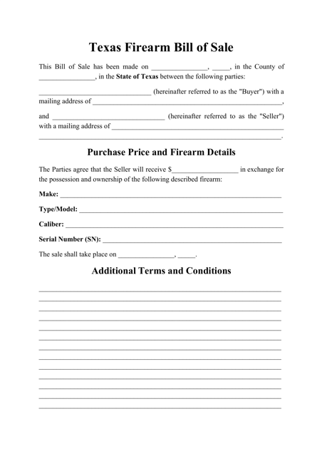 printable bill of sale for handgun