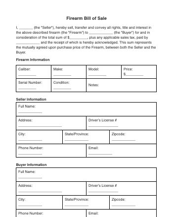 printable bill of sale for handgun
