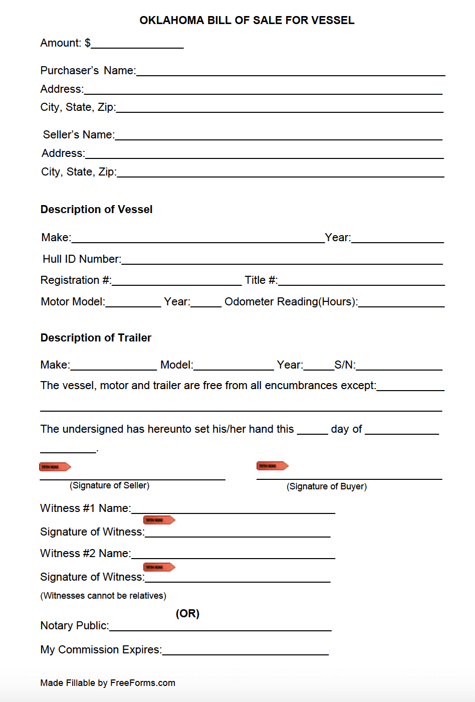 printable bill of sale for jet ski