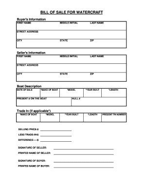 printable bill of sale for jet ski