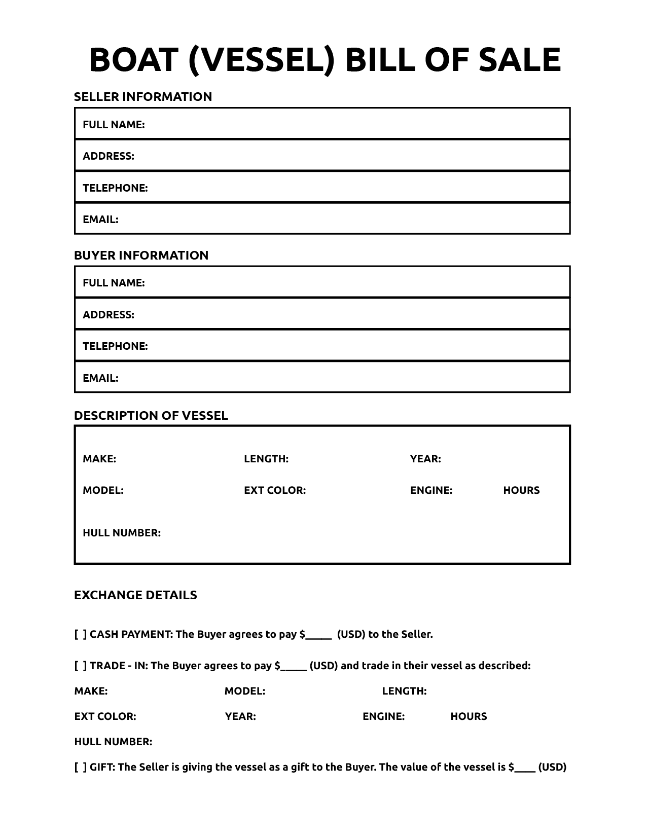 printable bill of sale for jet ski