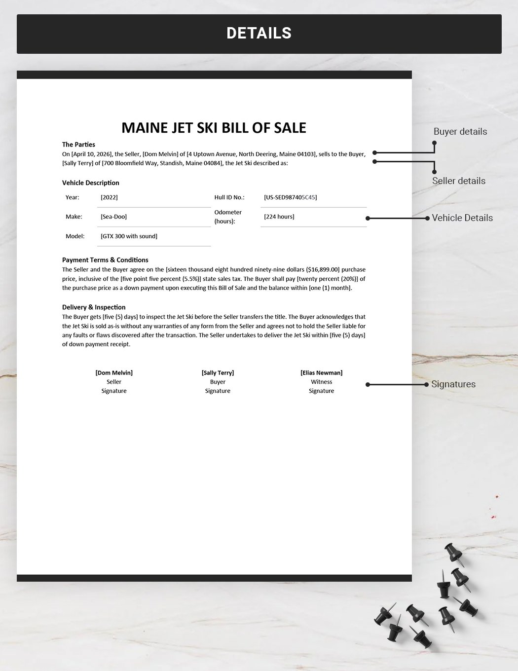 printable bill of sale for jet ski