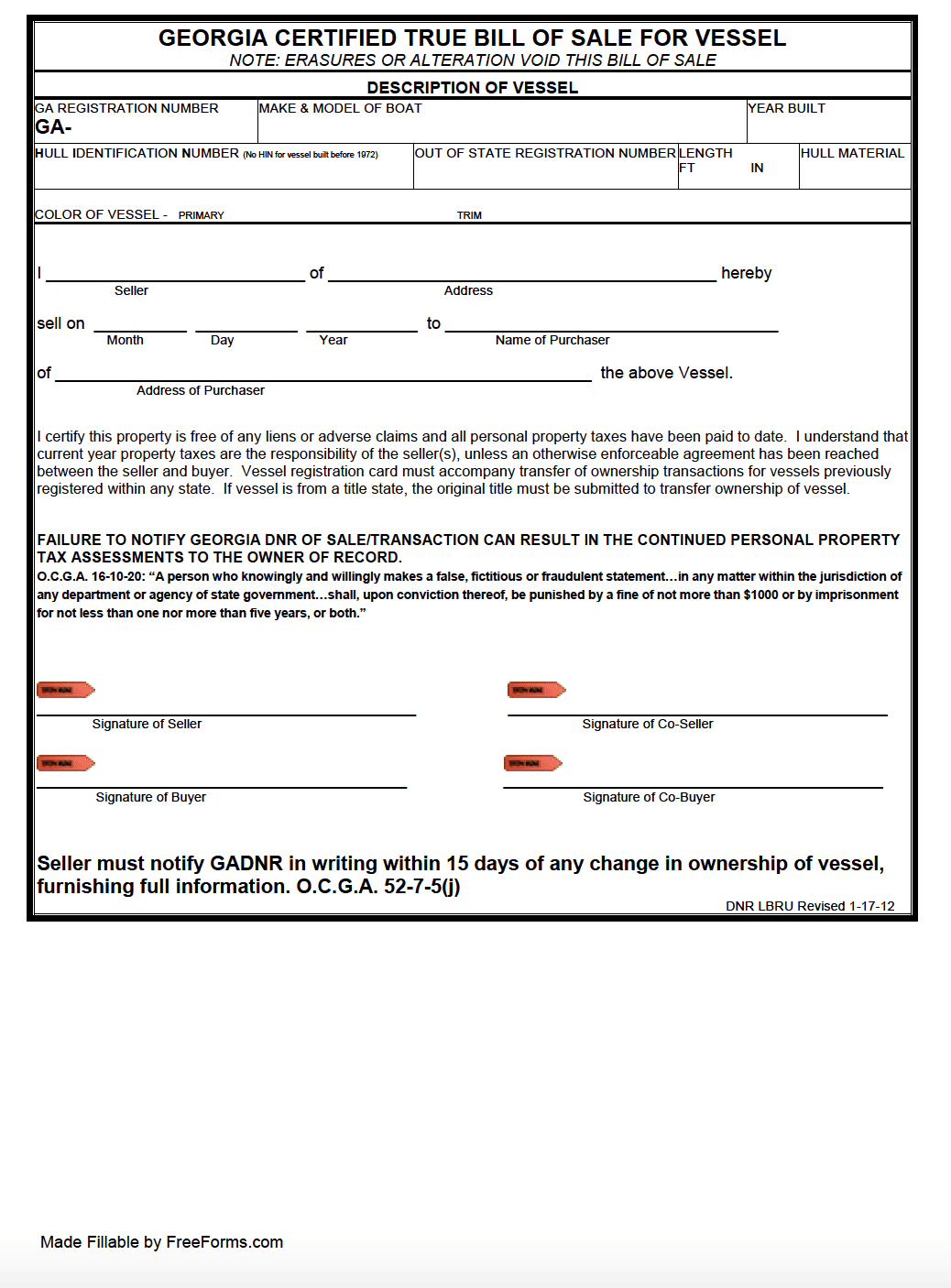 printable bill of sale for jet ski