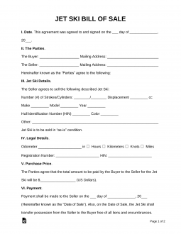 Free Jet Ski Bill of Sale Form - PDF | Word - eForms