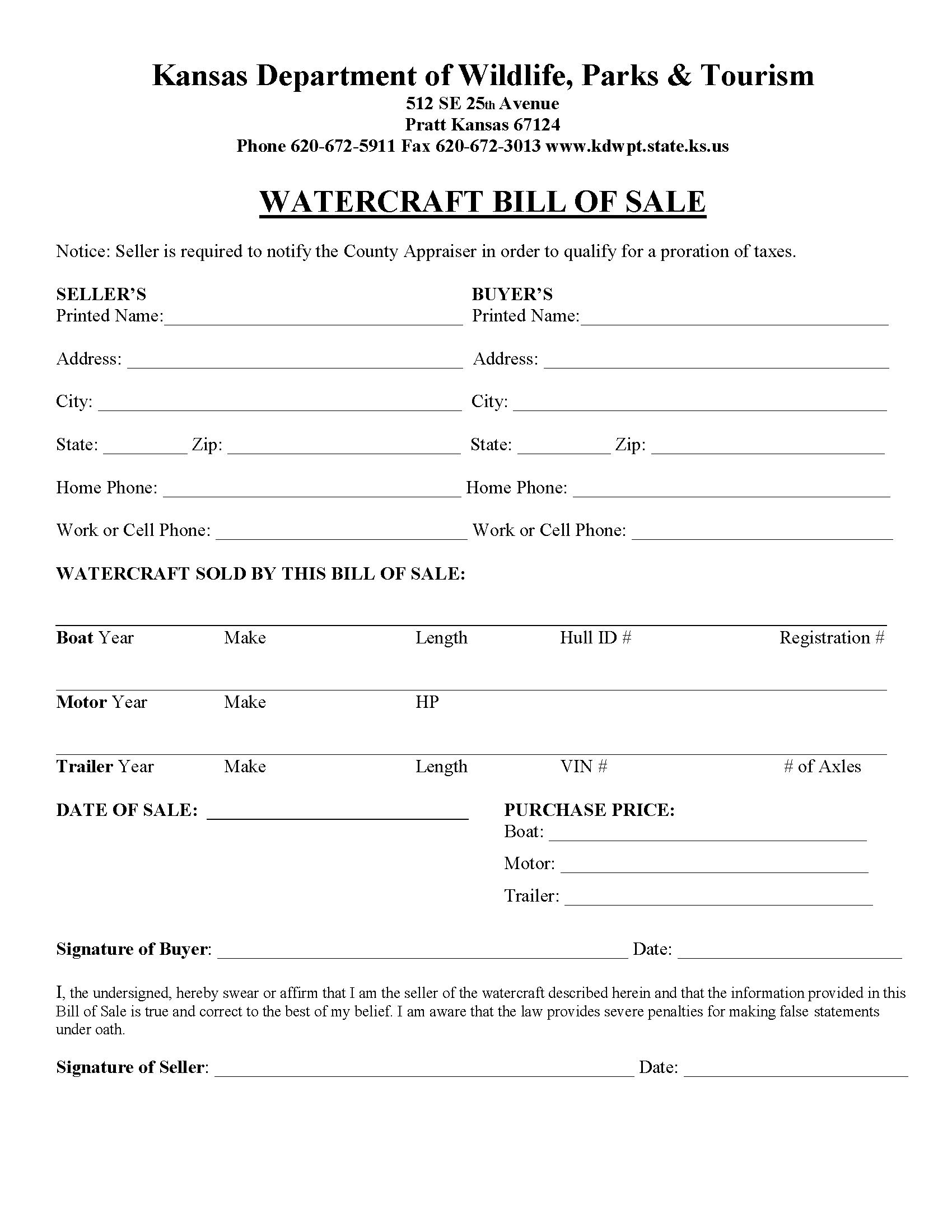 printable bill of sale for jet ski