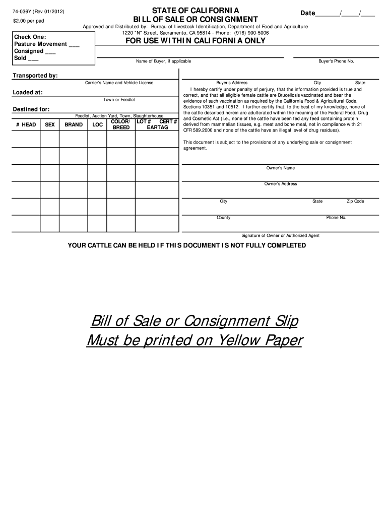 printable bill of sale for livestock