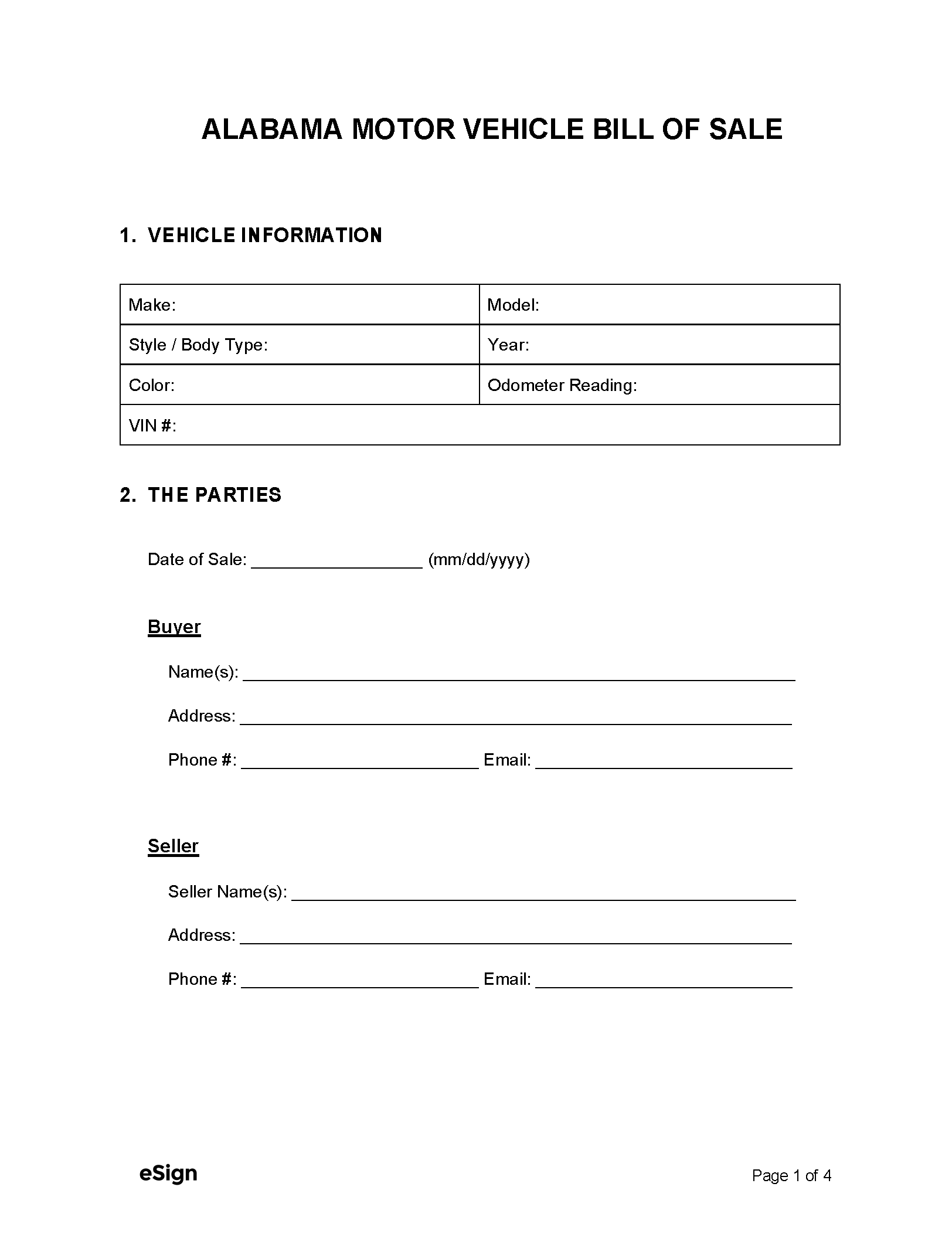 printable bill of sale for livestock