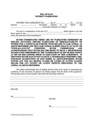 printable bill of sale for livestock