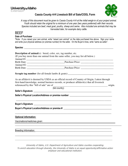 55 Livestock Bill Of Sale page 2 - Free to Edit, Download &  Print ...