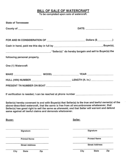 45 Watercraft Bill Of Sale - Free to Edit, Download &  Print | CocoDoc