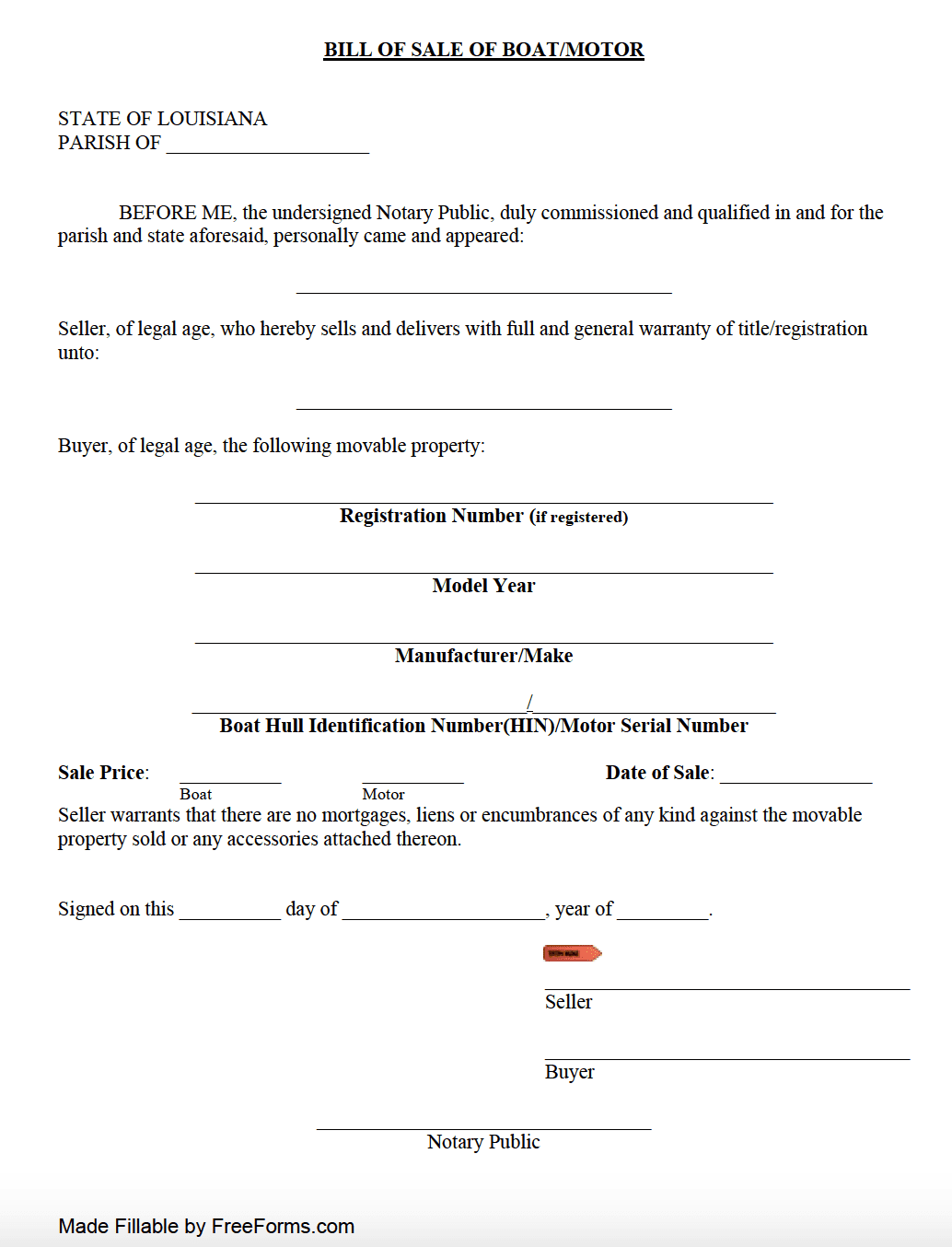 printable bill of sale for pwc