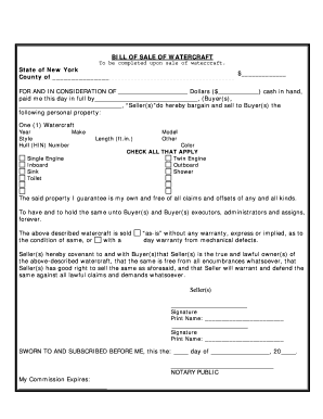 printable bill of sale for pwc