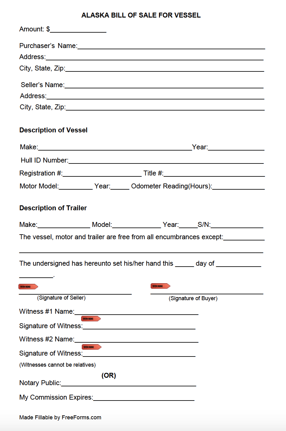 printable bill of sale for pwc