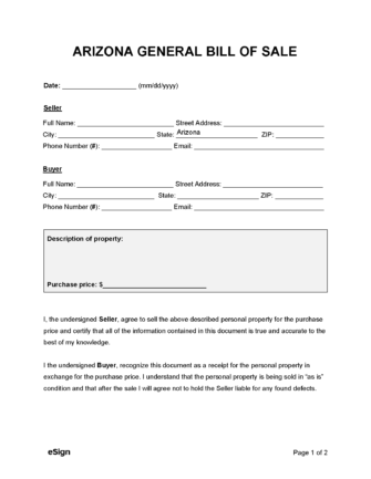 printable bill of sale for used vehicle