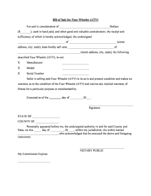 Free printable bill of sale for utv, Download Free printable bill of ...